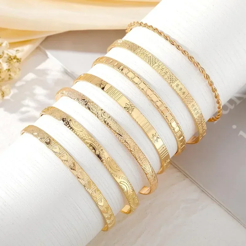 7pcs Golden Bracelets for Women, Silvery Bracelet Clothing Jewelry Fashion Disco Bracelet Golden Bracelet
