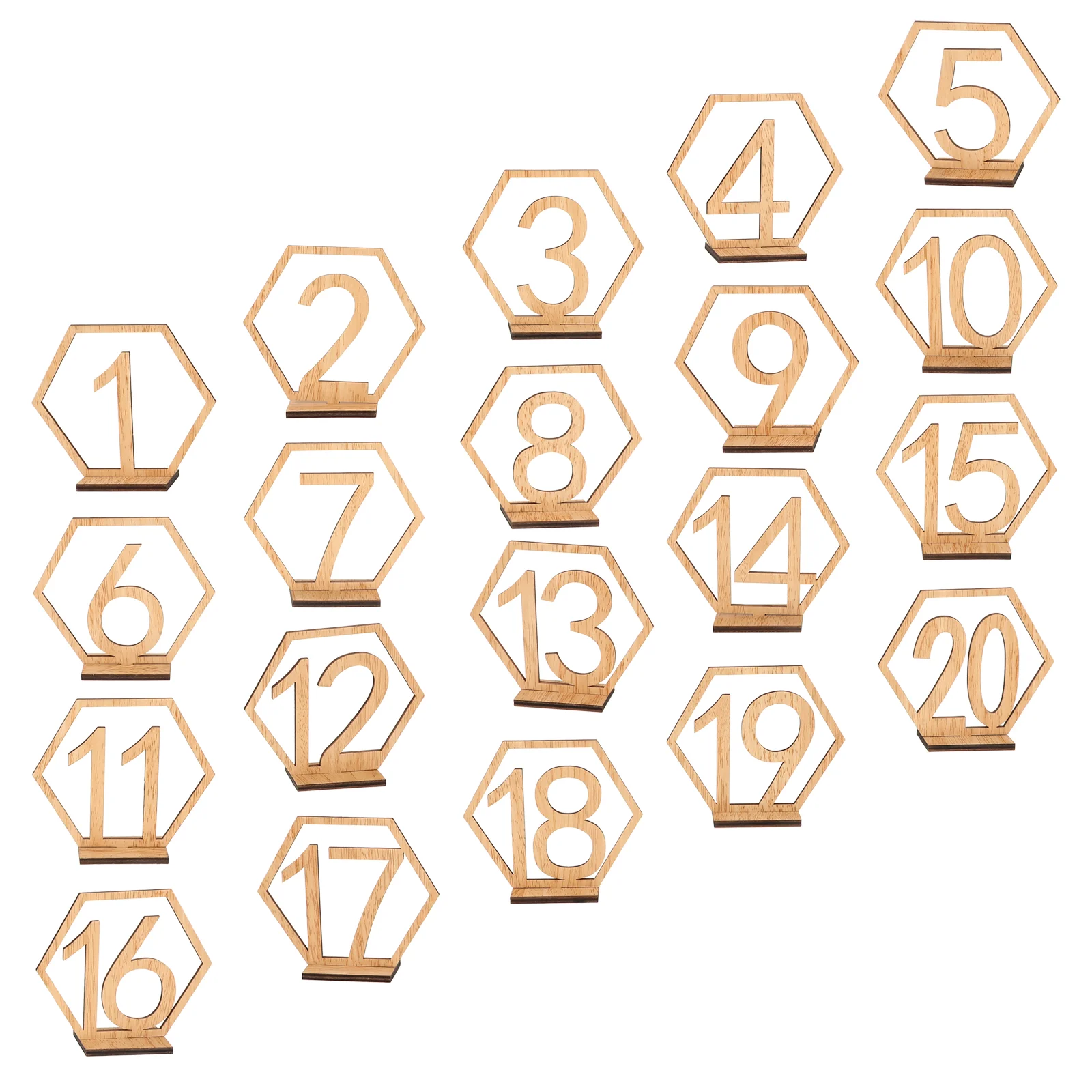 

20pcs Hexagon 1-20 Wooden Table Numbers with Holder Base for Wedding Table Decoration wedding table numbers