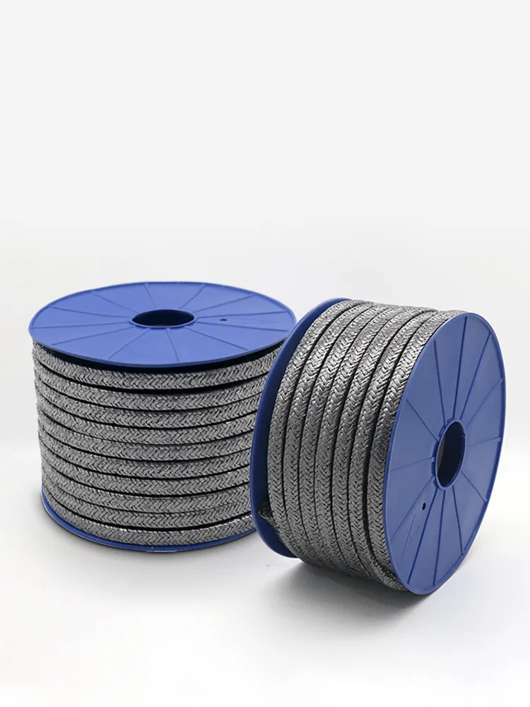 1M New 6mmx6mm Graphite Braided Packing Graphite Wire Rod Pump Valve Seal Graphite Stuffing Sealing Graphite Gland Packing Rope