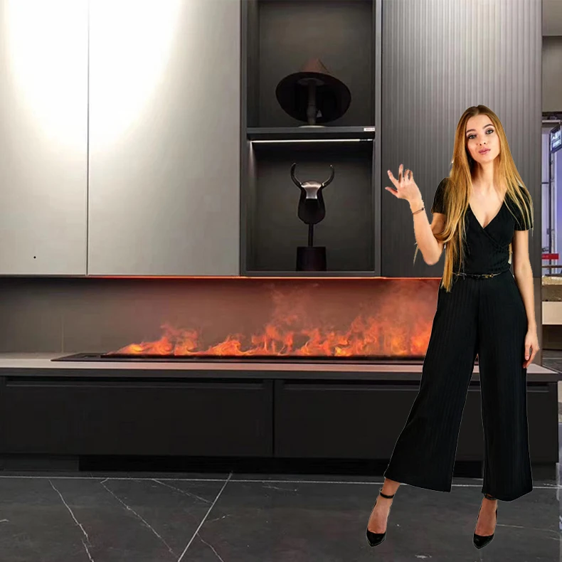 FireplaceSteam Fireplace Atomized Mist Inserted Into Neon Flame Decorated LED 3D Smart Electric Fireplace