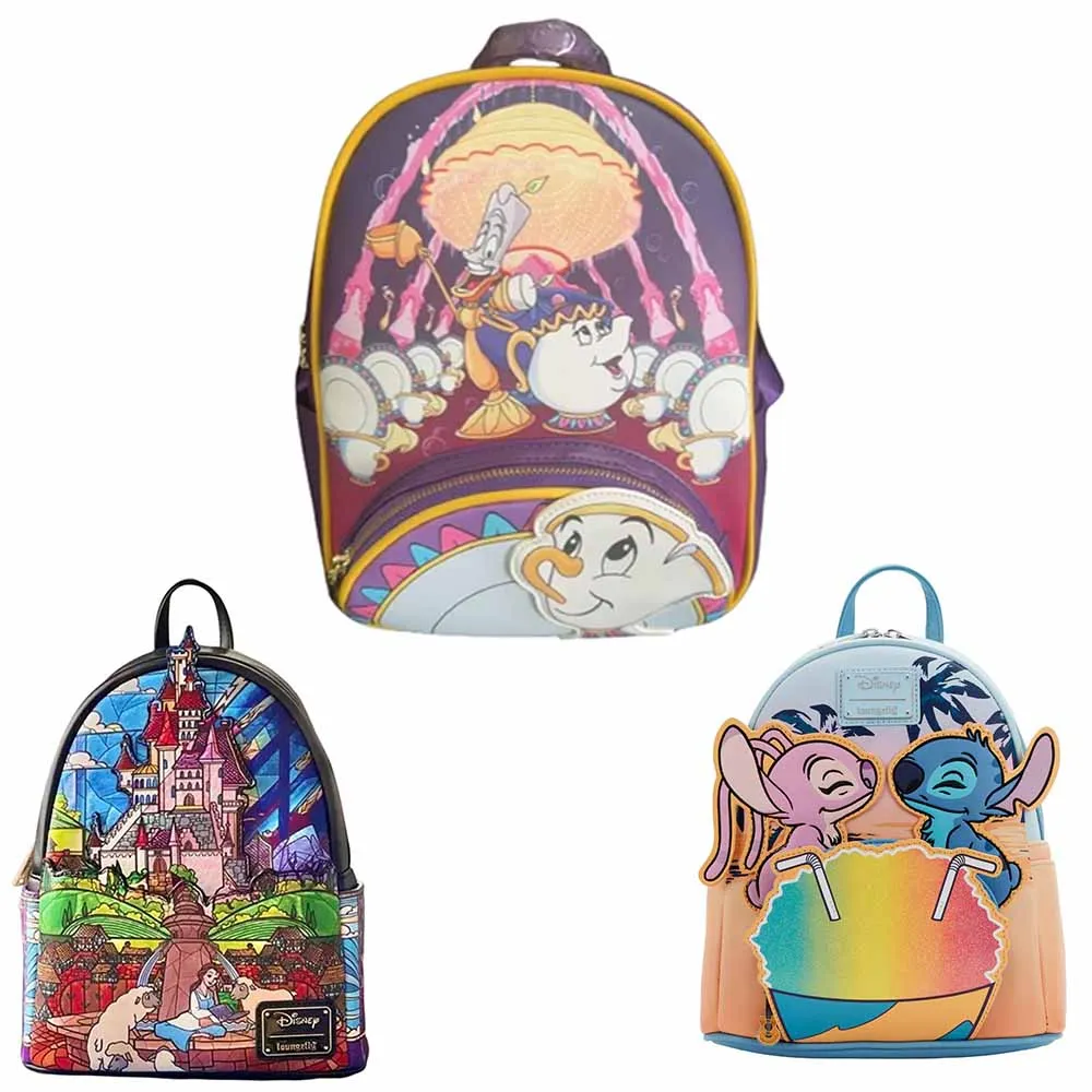 Beauty and The Beast Be Our Guest Backpack Bag Travel Schoolbag Princess Mini Bag Lilo & Stitch Backpack Girl Gift Bow Bag