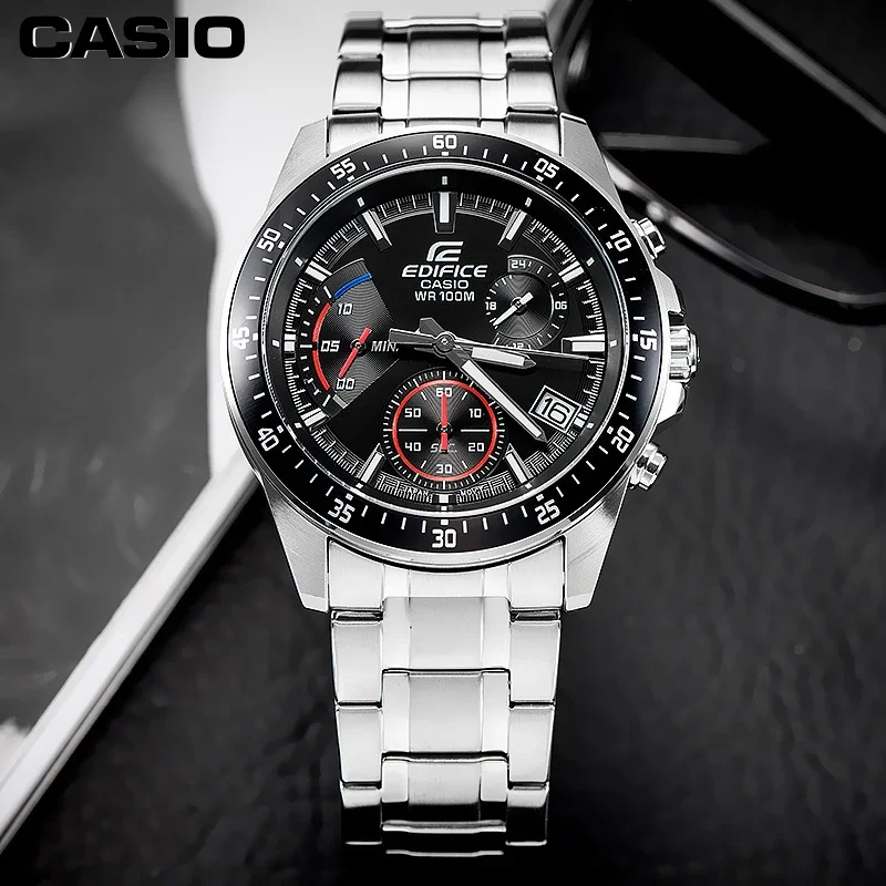 Casio EFR-552D Business Men\'s Elite Watch Steel Belt Silver Waterproof Quartz Watch Gift Multi-dial Stopwatch Calendar Unique