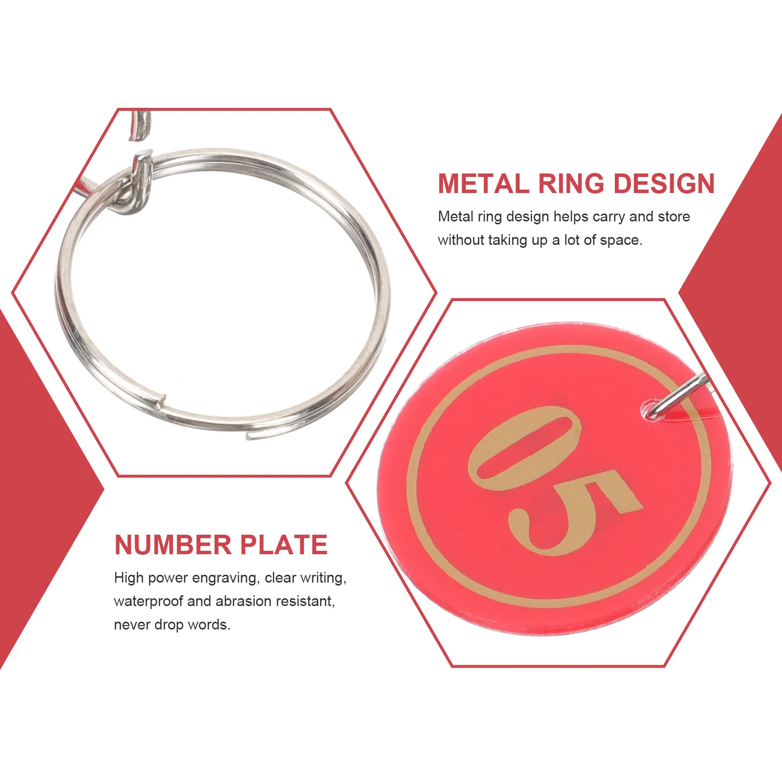 

50 шт. красных бирок-меток для ключей с гравировкой высокой мощности, водонепроницаемые, износостойкие, многофункциональные маркеры для ключей для плавания и сауны