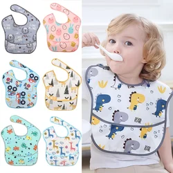 1pc Waterproof Baby Bibs Toddler Bib Feeding Bib With Crumb Catcher Pocket Adjustable Snaps Washable For Boys Girls