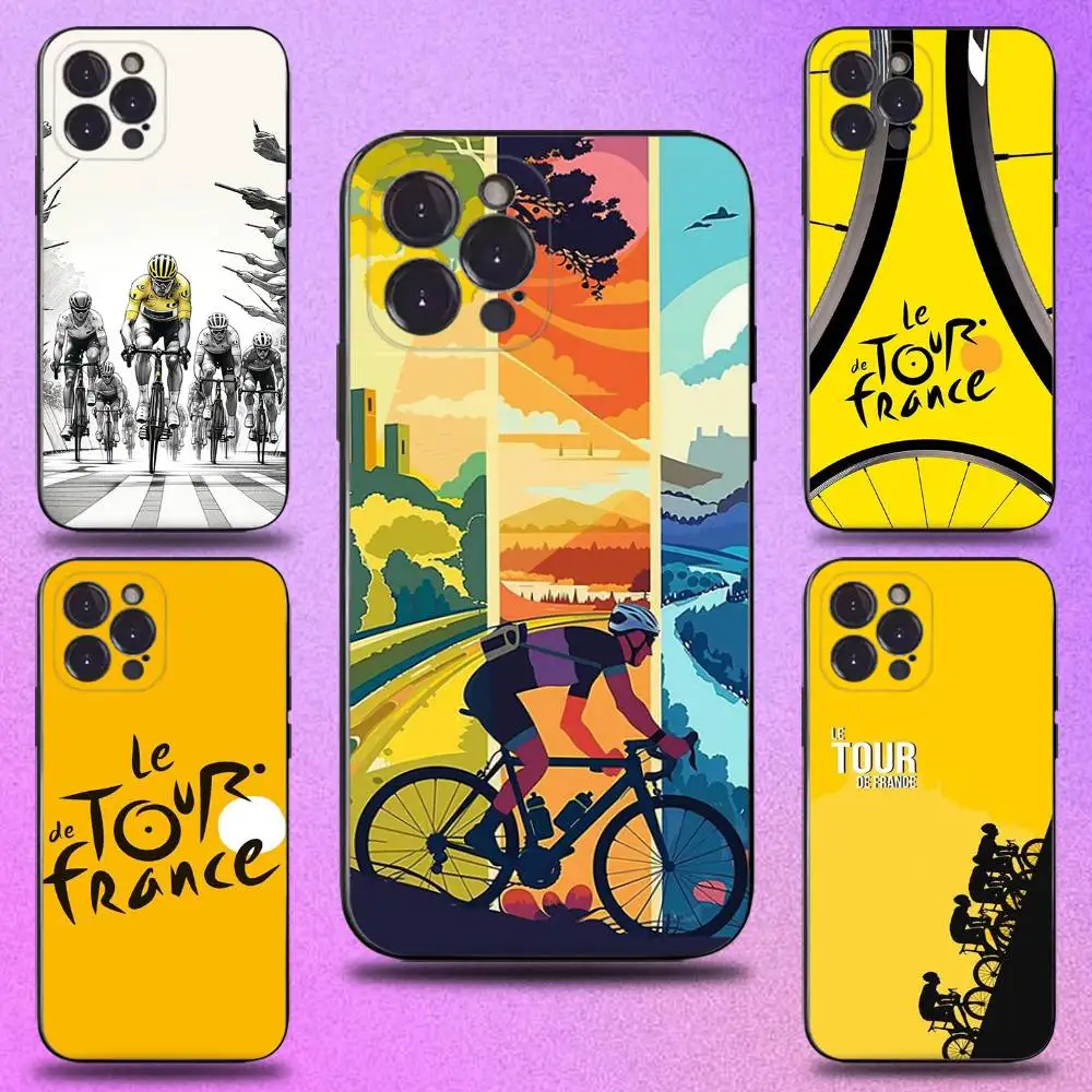 

T-Tour De France Bike Phone Case For iPhone 16,15,14,13,12,11 Plus,Pro Max,XS,X,XR,SE,Mini,8,7,Soft Silicone Black Cover