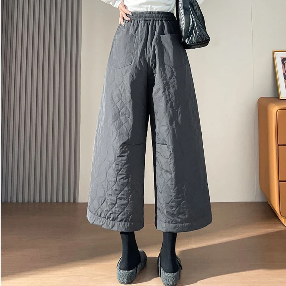 Retro autumn and winter rhombus padded cotton heater thickened new thermal cotton pants Harlan  loose casual pants