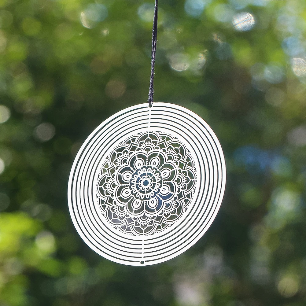 Lotus Mandala Spinning Metal Wind Chime Sunlight Catcher Courtyards Garden Home Decor Hanging Ornament Outdoor Ambiance Enhancer