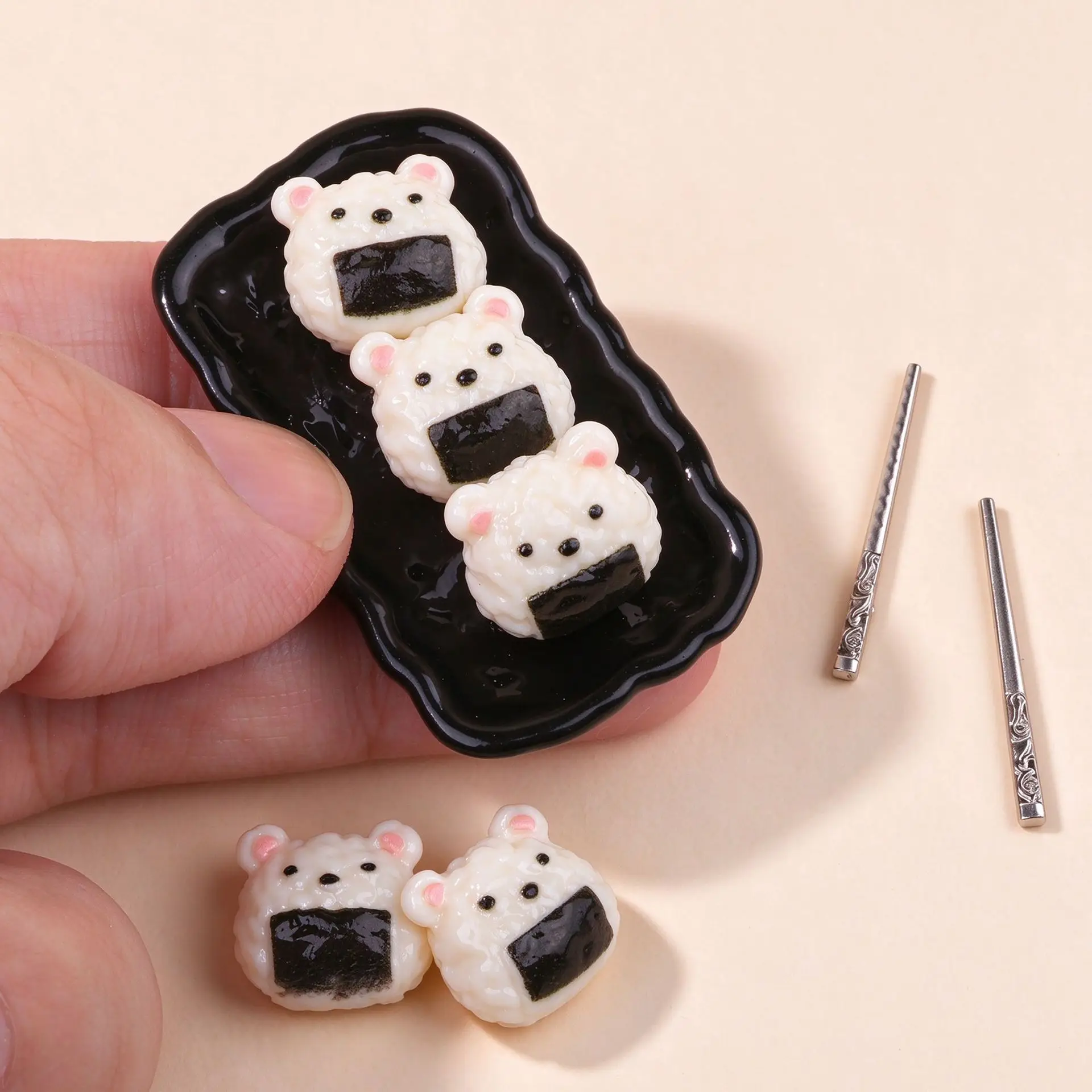 10pcs Mini Polar Bear Rice Ball Sushi Model Cute Miniature Food Accessories DIY Craft Props Desktop Decorations Decor