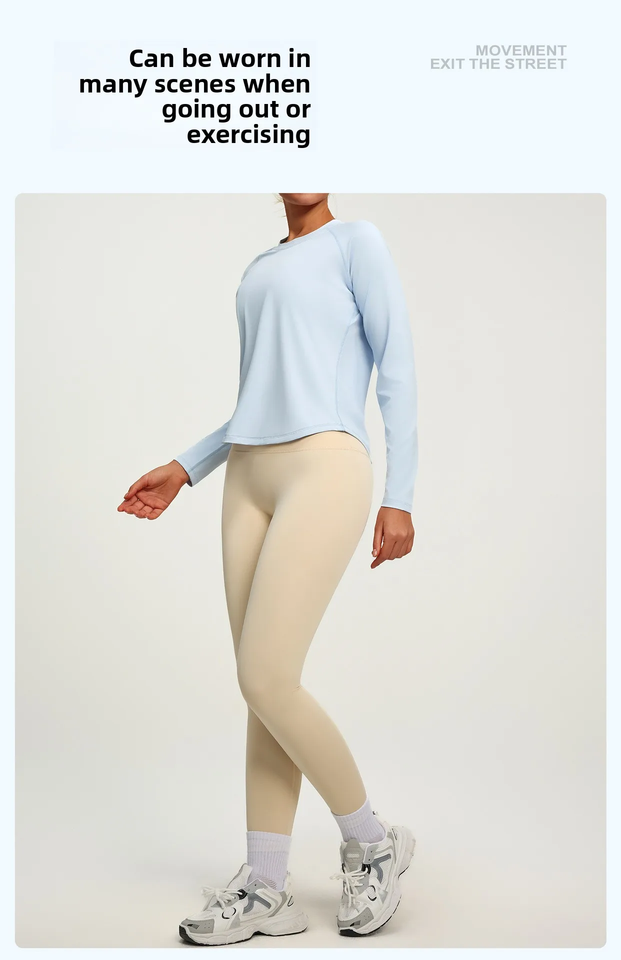 2026 Frühling Sommer Neue Damen Yoga-Top Locker Sitzendes Atmungsaktives Sport-Langarmshirt Einfarbiges Basic-Oberteil Reitbekleidung – Detail 9