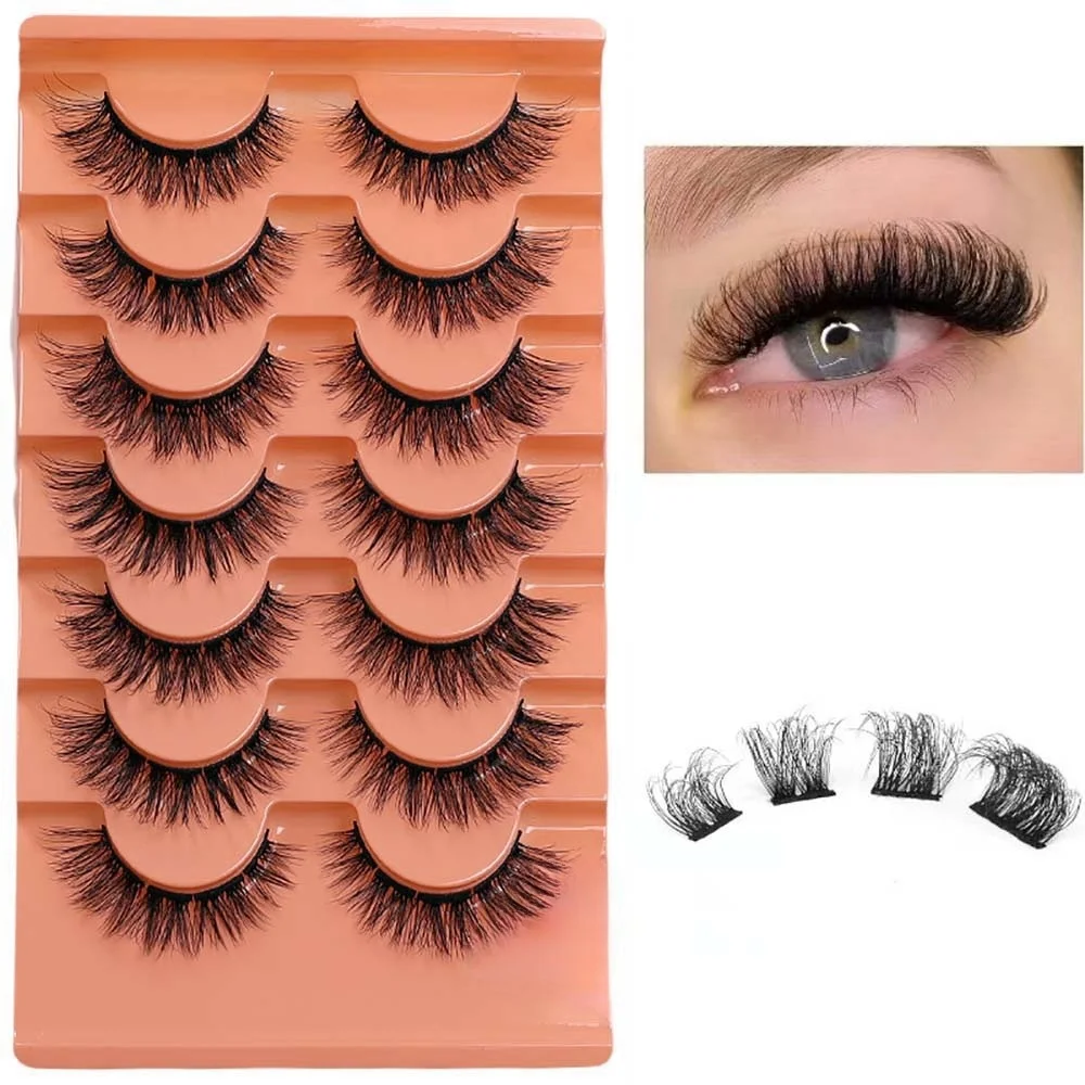 7-Pair Segmented Explosive Russian Curl False Eyelash Thick Curling 3D Simulation Eyelash