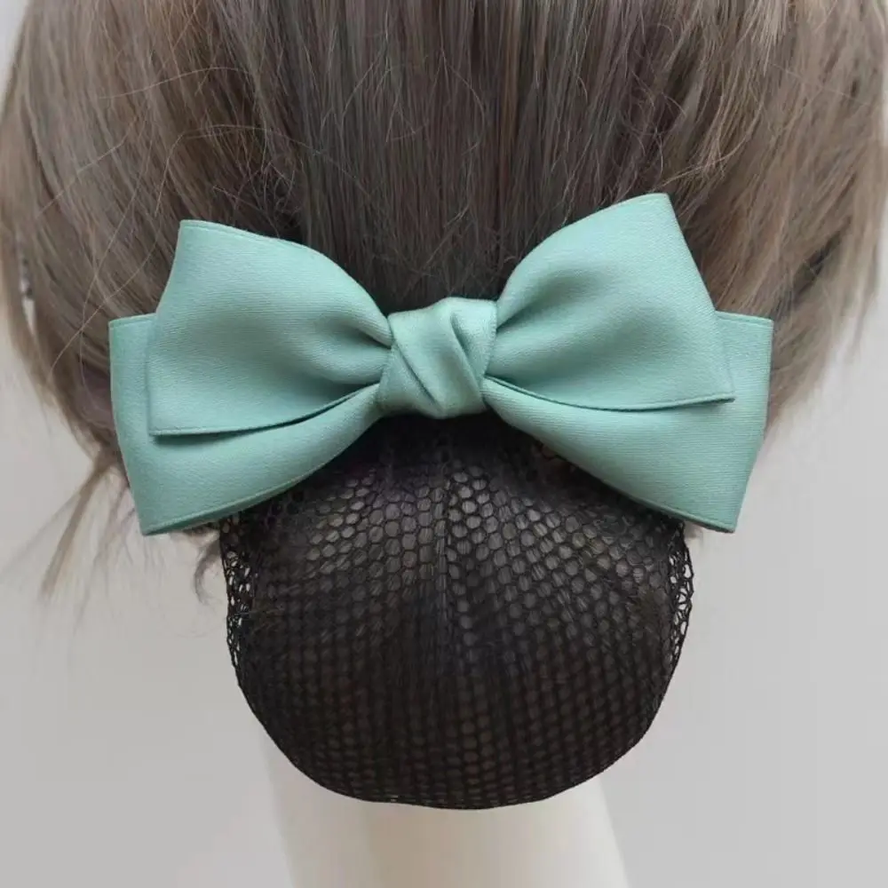 Elegant Ribbon Bowknot Spring Clip Korean Style Hairpin Hair Net Cover Hair Accessories Headwear Bun Snood Hotel