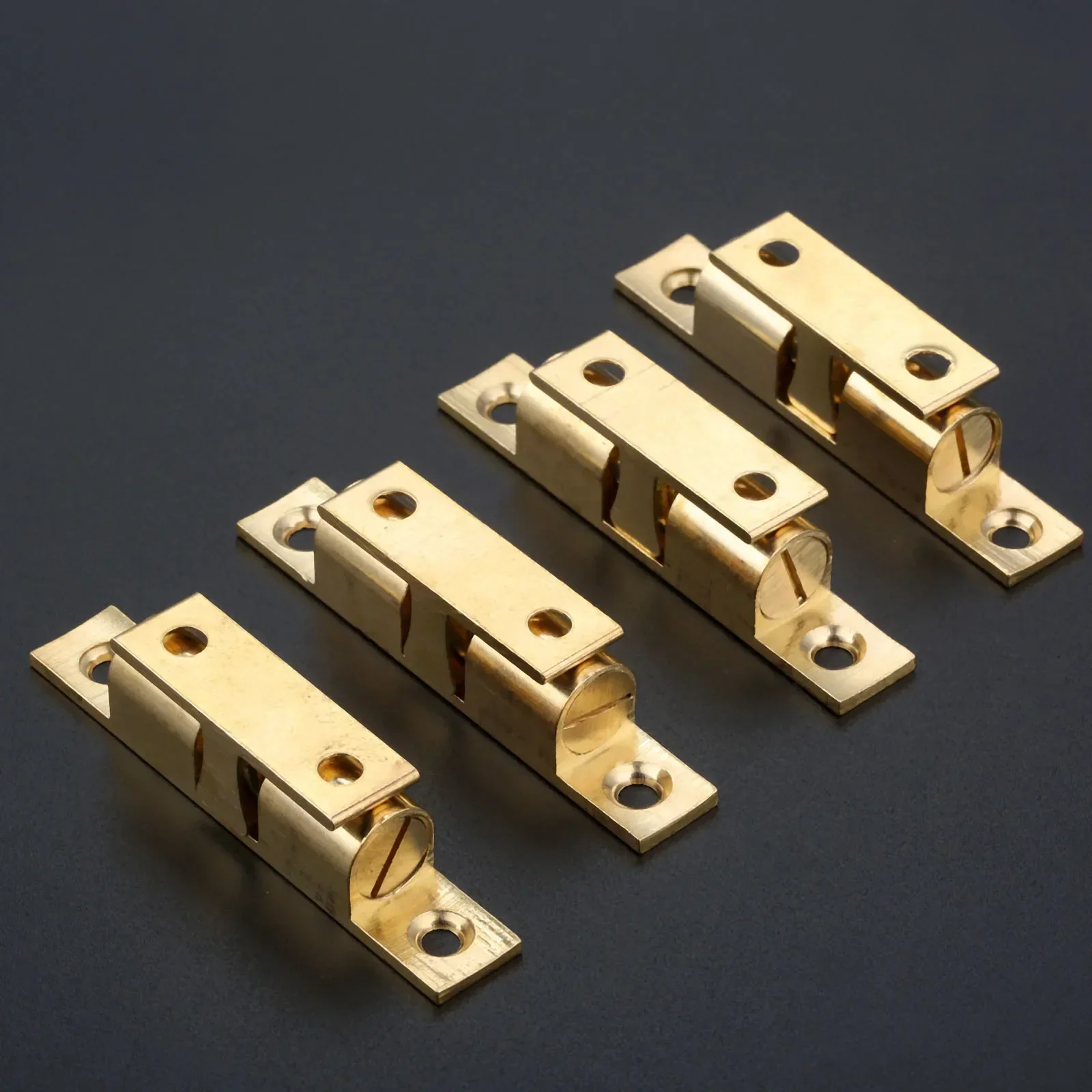 4 قطعة 70 مللي متر النحاس مزدوجة الكرة الصيد خزانة مزلاج الباب جميع النحاس اللمس الخرز قفل الباب الربيع كليب خزانة الباب المصيد