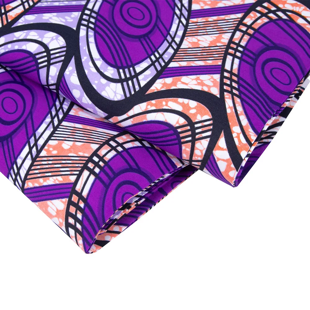 Purple Veritable Wax Guaranteed Real High Quality Wax Print Fabric Pagne African Ankara Polyester Fabrics 6 Yards For Garment