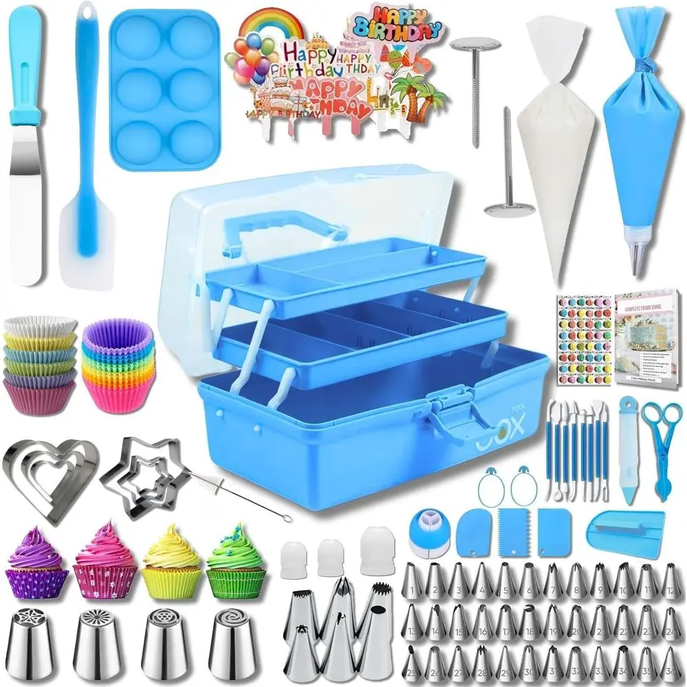 

Cake ting Tools Supplies Kit: 274pcs Baking Accessories with Storage Case - Piping Bags and Icing Tips Set - Cupcake Cookie Fros