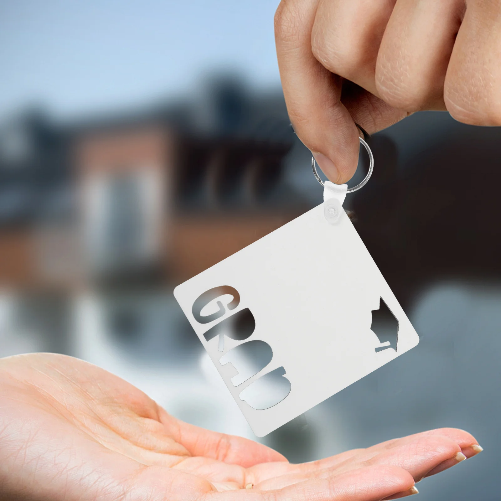 

4pcs Blank Keychain Unfinished Sublimation Diy Heat Transfer Ornaments Graduation Gift Bag Car Key Pendant Craft Decor