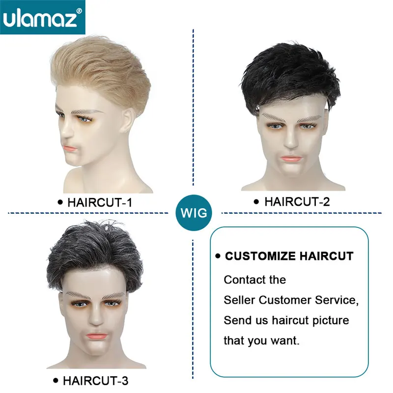 Gaya Rambut Precut Kulit Simpul Prostesis Kapiler Pria 0.10Mm Wig Rambut Palsu Poli PU Sistem Rambut Tahan Lama Pria untuk Wig Potongan Rambut Pria