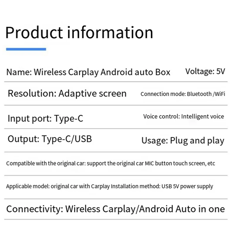 N89R USB 2 في 1 محول Carplay Android اللاسلكي محول السيارة محول السيارة تحويل السلكية Android Auto إلى اللاسلكي