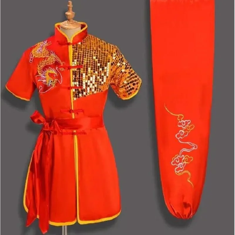 حار بيع جديد النمط الصيني الرجال النساء المطرزة التنين الكونغ فو دعوى تاي تشي وشو موحدة في الهواء الطلق جاكت رياضي السراويل مجموعات