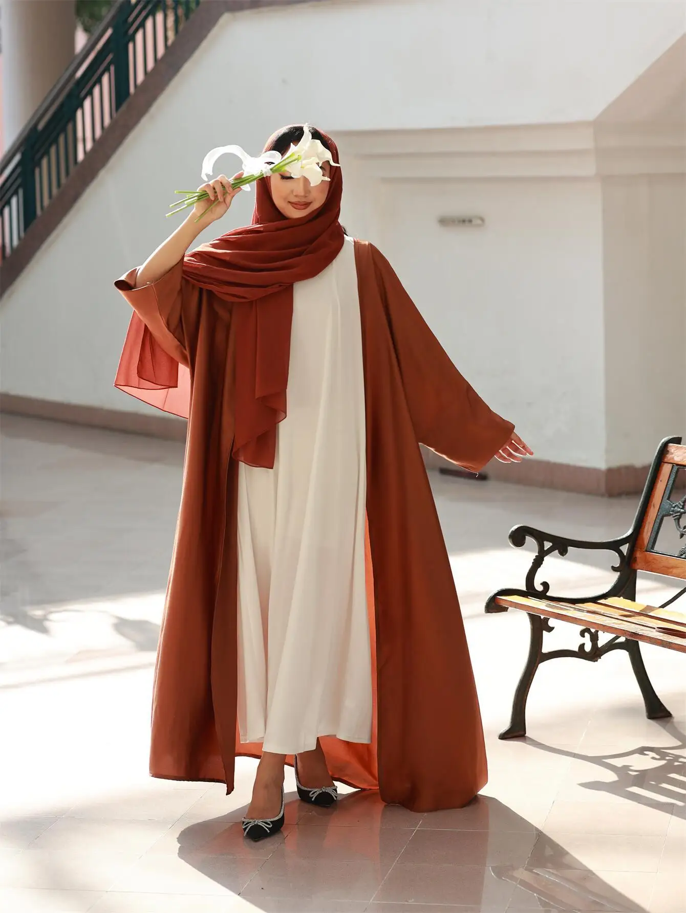 Abaya-Robe musulmane à manches longues pour femmes, caftans ouverts sur le devant, robe maxi ethnique pour Ramadan, vêtements islamiques, Jilbabs