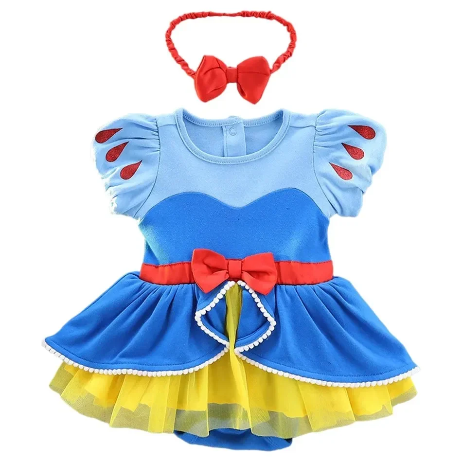 

Baby Girl Romper Dress Kids Cotton Halloween Clothes Toddler Belle Mermaid Snow White Costume Infant Princess Outfit 3-18 Month