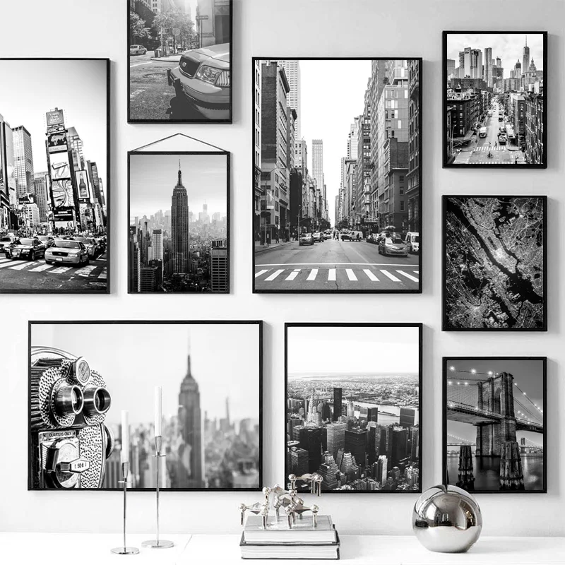 1pc frameless Canvas painting New York City Canvas Painting Posters and Prints Black and White Wall Art Pictures Living Room