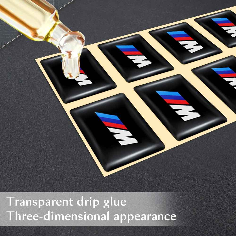 10Pcs Epoxy Car Interior Stickers Auto Decorative Accessories For BMW M Performance E46 E91 E60 E39 E53 Power F10 F20 X1 X5 X6