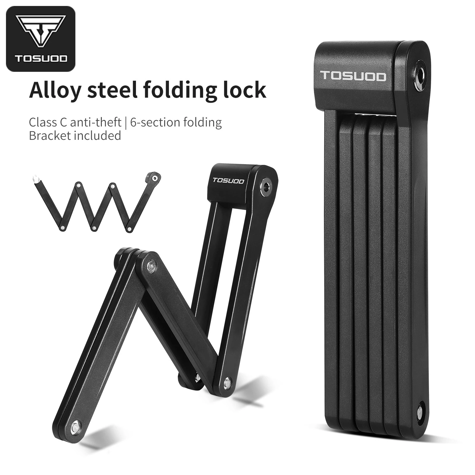 TOSUOD Bicycle Folding Lock Alloy Steel Motorcycle Anti-thef