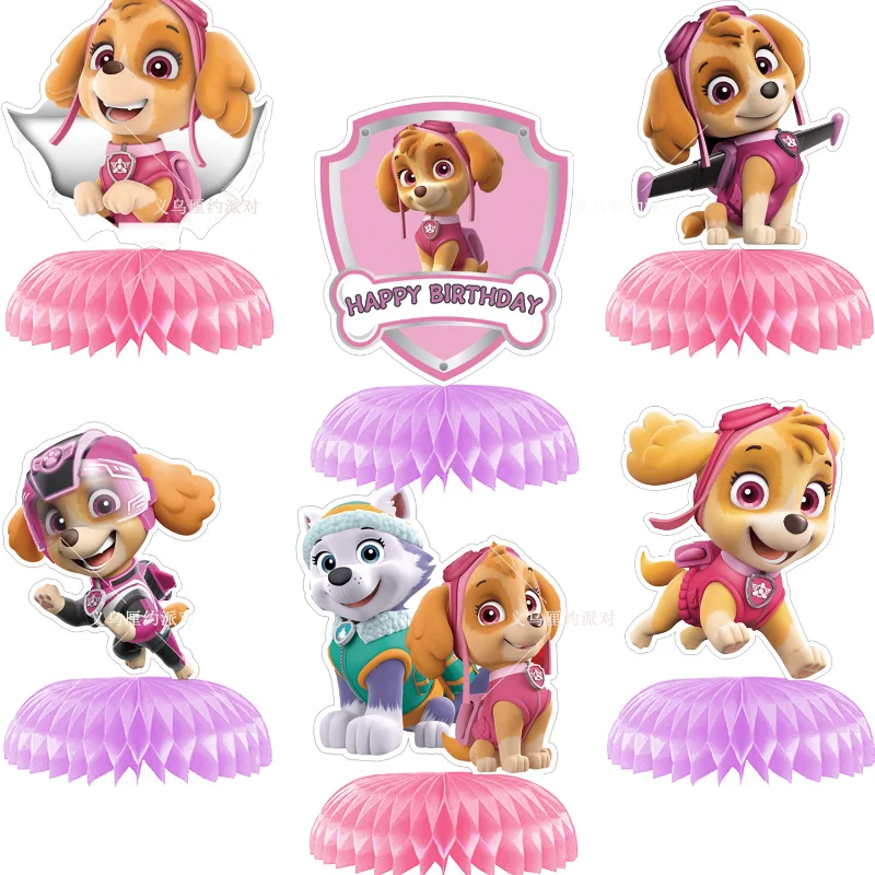 Paw Patrol decorazioni per feste di compleanno forniture Chase Skye Cartoon bambini ornamenti a nido d\'ape puntelli decorazioni da tavolo regali