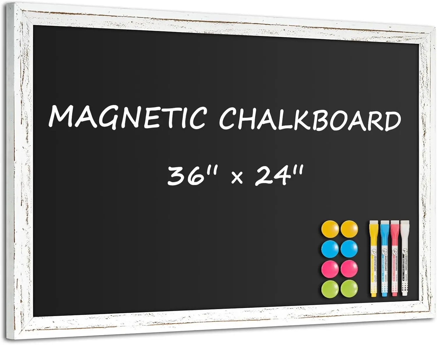 

Rustic Wood Framed Chalkboard, 36x24 Magnetic Blackboard for Kitchen Office Home Decor