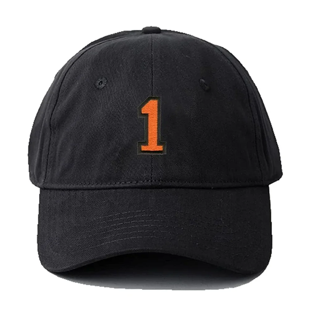 Men's Baseball Cap Number 1 Embroidery Hat Black Embroidered Casual Baseball Caps