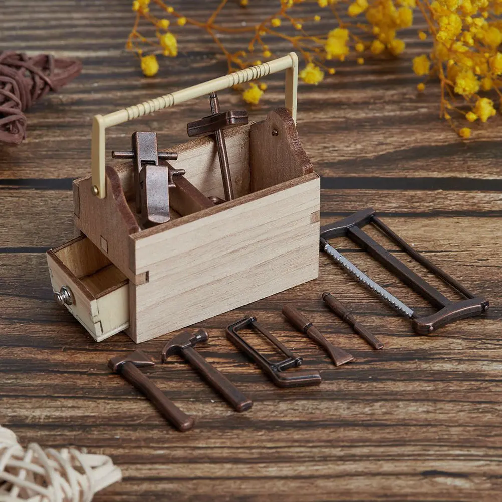 

1Set Mini Tool Cabinet Natural Texture Stable Decorative Minihouse Furniture Photography Props Desktop Tool Cabinet Decor