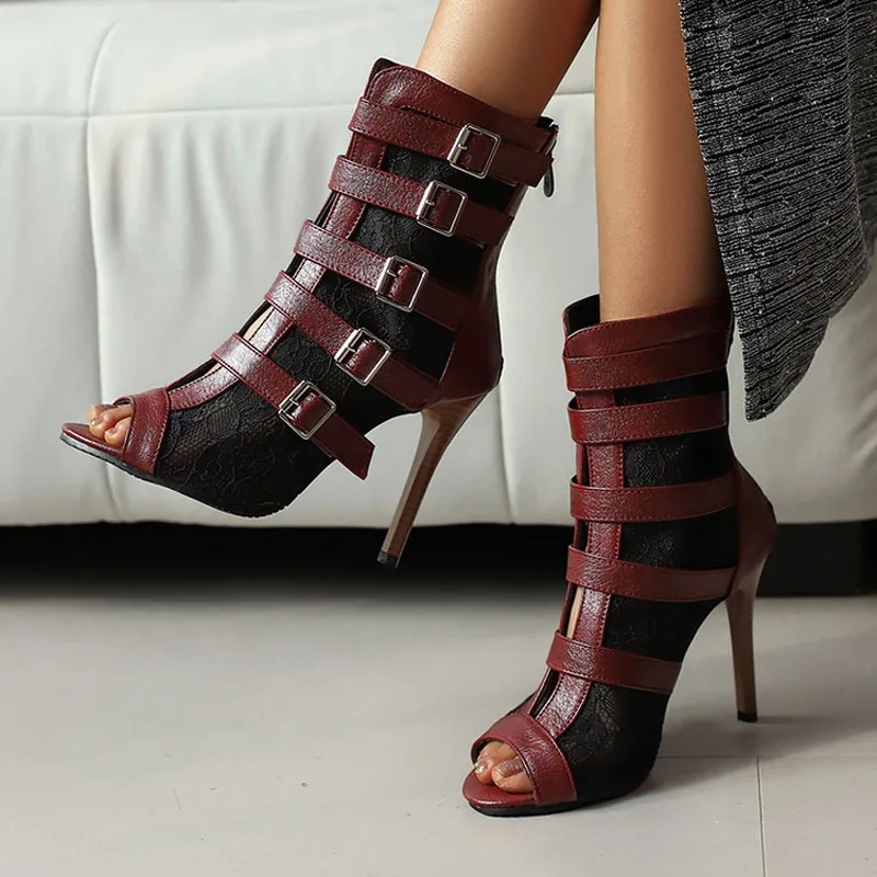 

Peep Toe Women Sandals Belt Buckle Design Summer Boots Women High Heels Shoes Fashion Gladiator Sandals Lady Party Pumps WSH5258