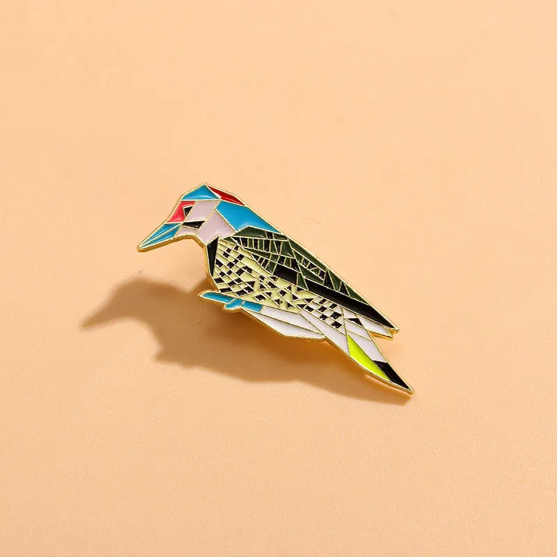 Cute Cartoon Geometric Line Bird Enamel Brooch Creative Oriole Lapel Pin Badge Backpack Clothing Hat Accessories