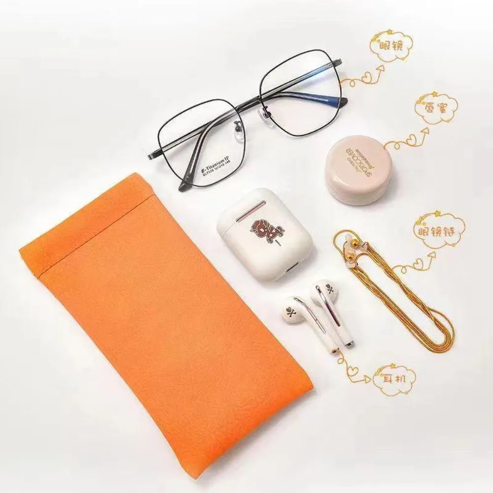 New PU Sun Glasses Pouch Simple Soft Leather Eyewear Storage Bags Eyewear Accessories Solid Waterproof Bag Case
