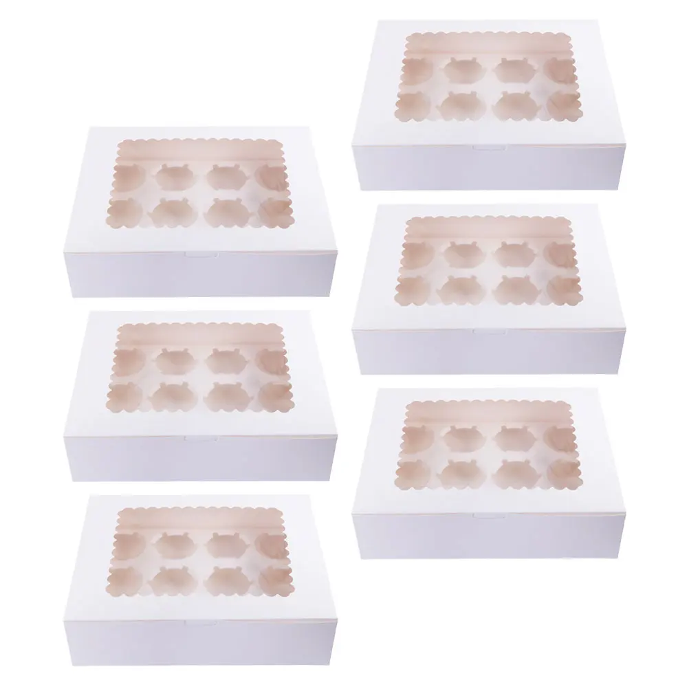 

6Pcs Cake Packaging Box Food Grade Material Storage Container 12Cakes Holder Birthday Party Cupcake Box Dessert Container