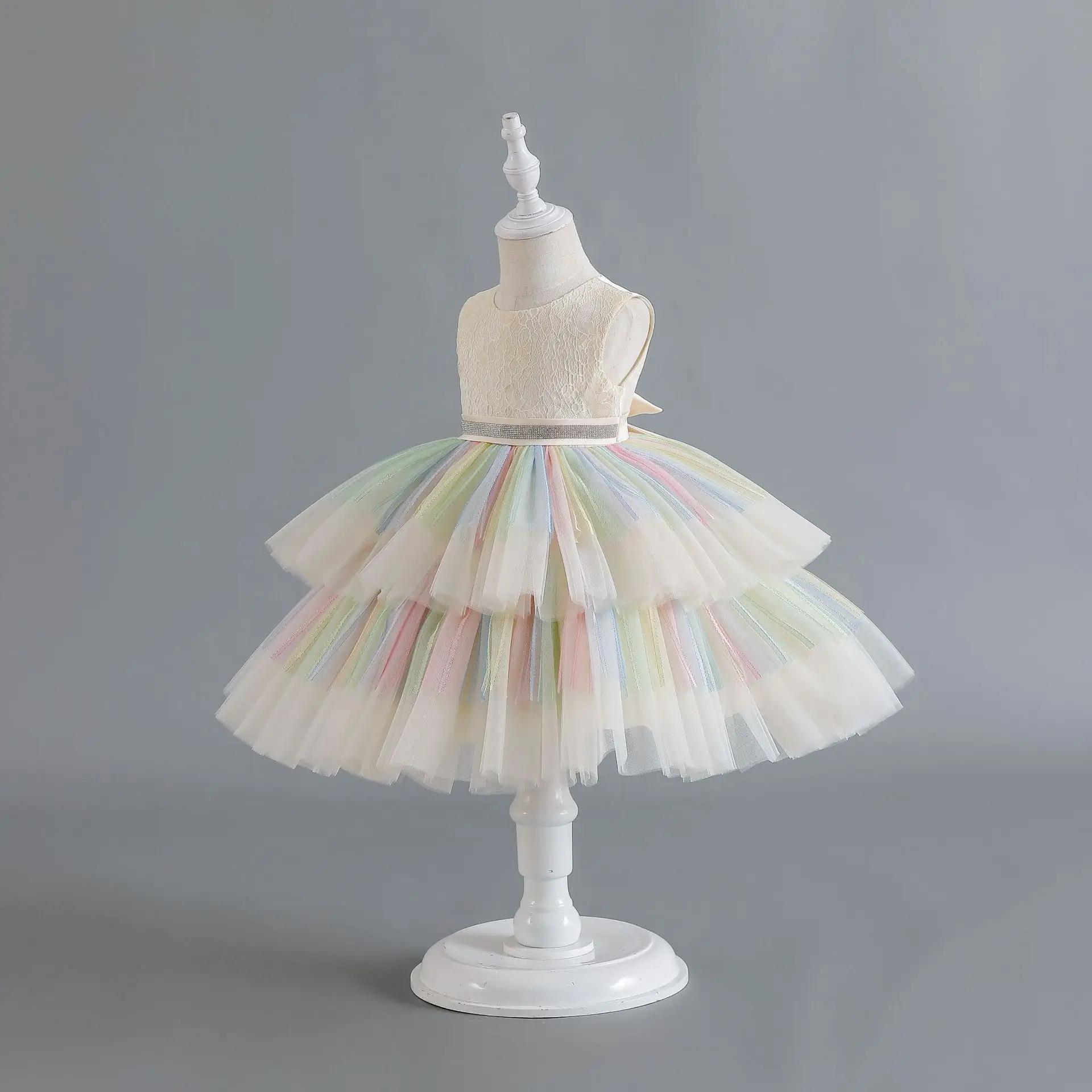 

Summer New Puff Performance Splicing Color Cake Skirt Event Elegant Princess Dress