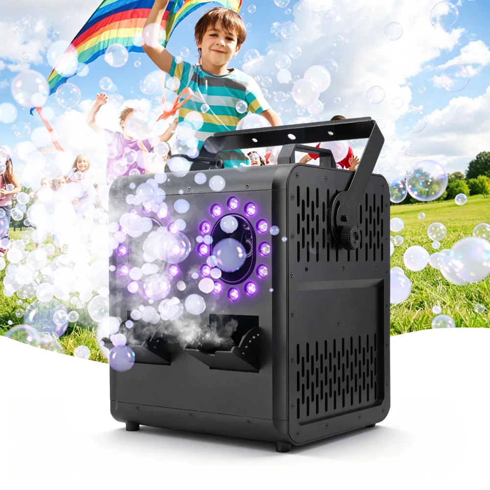 NEW 1500W 3-in-1 Smoke Bubble Machine RGBW LED Light 8CH DMX512 Remote Control Stage Effect For Wedding DJ Party Concert