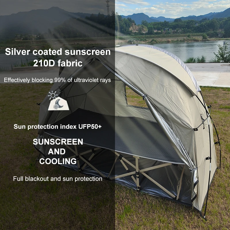 Cot Bed Tent for Solo Camping, Outdoor Ultralight Hiking Tent with Enough Headroom, Fit for Most of Cot Beds at the Market