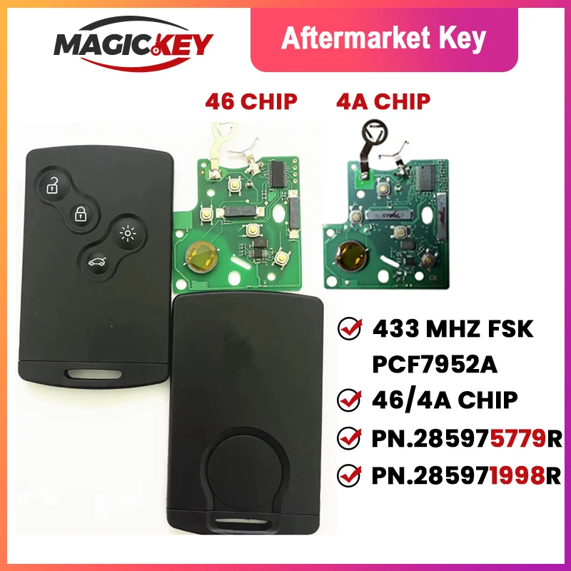 

Умный ключ-чип MAGICKEY ID46/4A с функцией Hands-Free для Renault Megane 3, Laguna 3, Grand Scenic, Koleos, Fluence, Clio IV, Captur