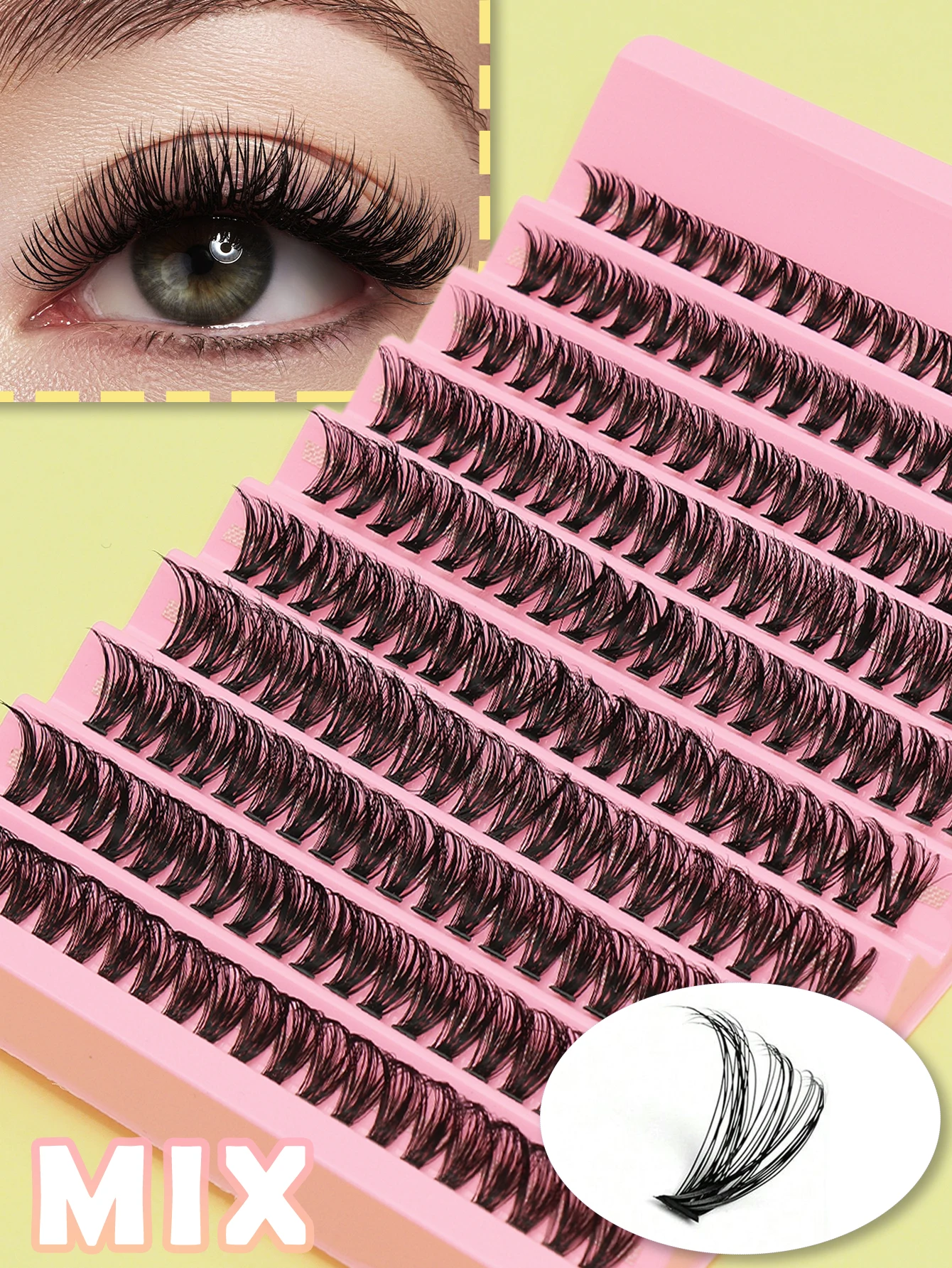 200cluster 11-15MM C curl mix stile Estensione ciglia individuale Ciglia alate Fasci di ciglia segmentate naturali Strumenti per il trucco
