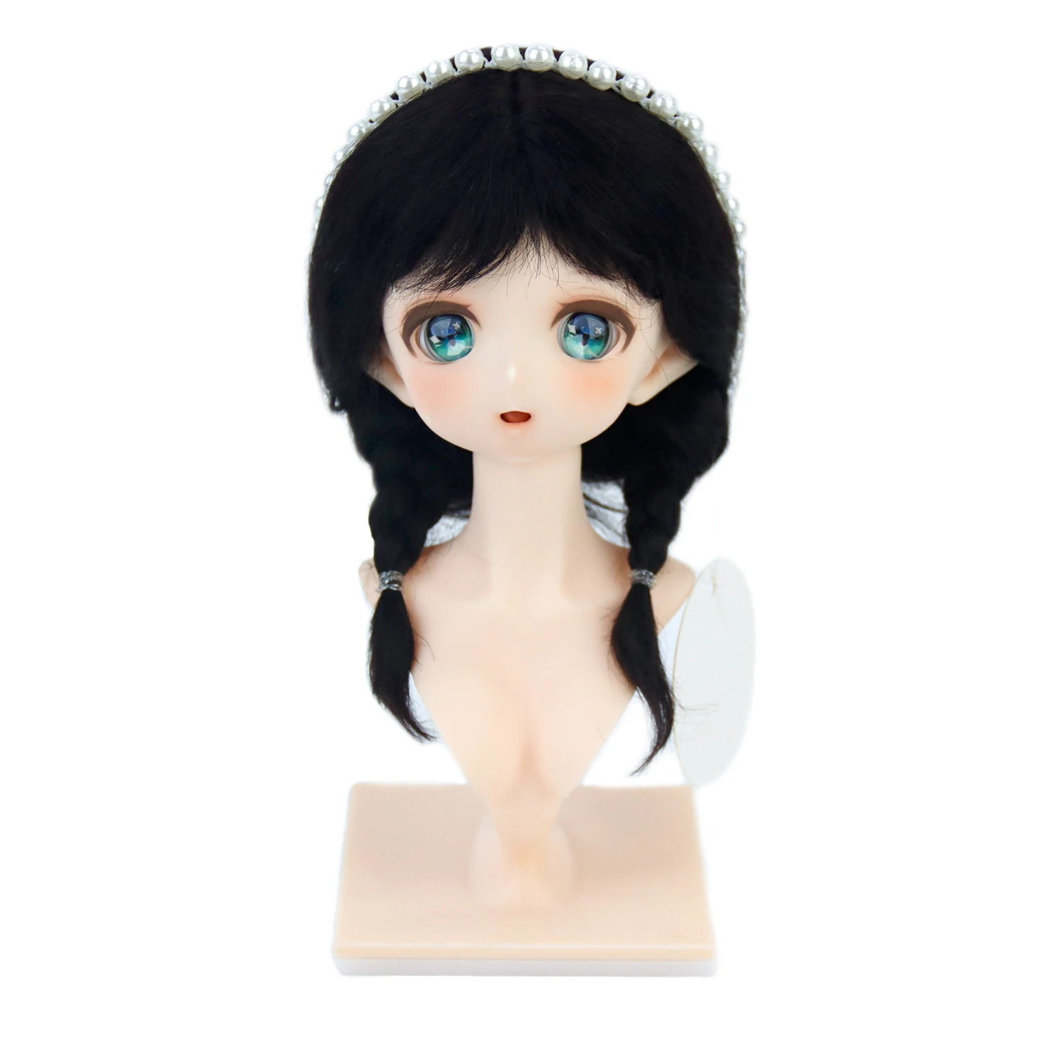 

1/3 BJD Wigs Black Mohair Pigtails 8-9'' For SD Moppie dolls Dollfie Dream Doll DIY BJD Hair