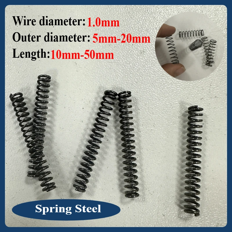 10pcs/Lot Spring Steel Y-Shaped Compression Spring, Wire Dia 1.0mm OD 5mm-20mm Length 10mm-50mm Small Pressure Springs