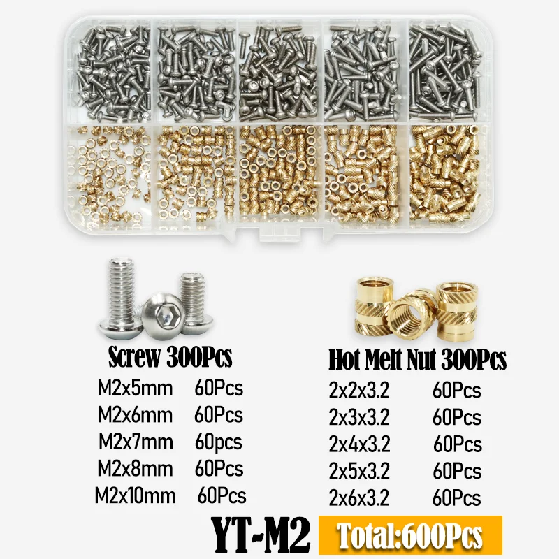 609p Messing Einsatz Mutter Schraube Digital Display Lötkolben Spitze Wärme Set Einsatz Werkzeug Eingebettet Kupfer Mutter Bolzen Kit für 3d Druck – Detail 16