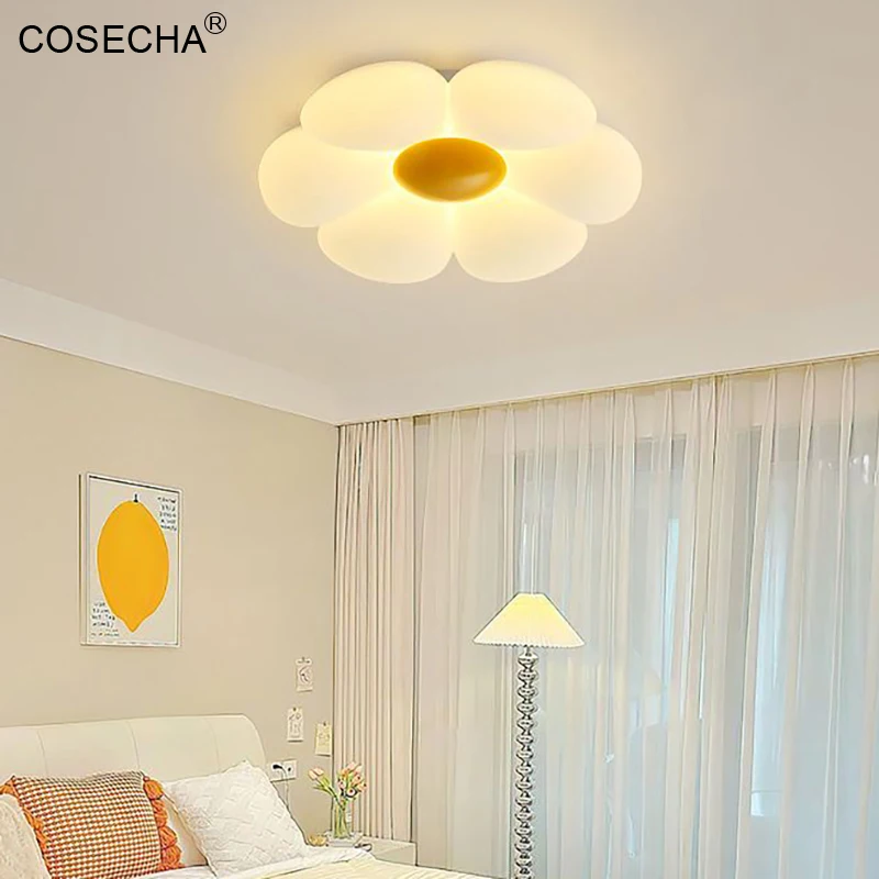 Flower Led Ceiling Lamp Modern White Ceiling Lights In Nursery Kids Bedroom 85-265V Unique Ceiling Light 2023 New Design