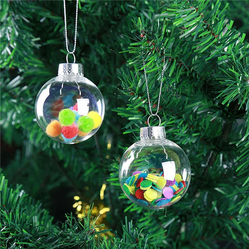 

45 PCS Round Clear Christmas Balls Fillable DIY Christmas Tree Balls Made Of Plastic Christmas Balls Tree Decorations