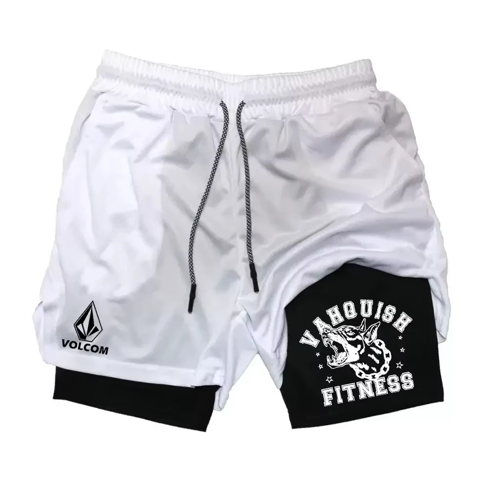 Yeni 2'si 1 Arada Erkek Çift Katmanlı Pantolon, Havlu Çantası Baskrijs, Erkek Yaz Koşu Günreas Spor Şort Baloncesto Şort