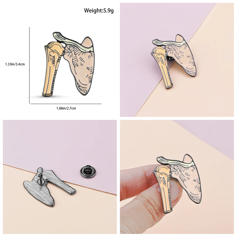 Hanreshe Set di spille per ossa mediche Ortopedia Spille scheletro Zaino Distintivo da bavero Gioielli per ortopedia Dottore Infermiere