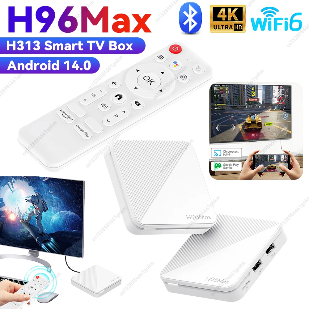 Smart TV Box Android 14 4K WIFI6 Android TV Box H96Max 3D Video Media Player Set for Google Player Home Theater TV Set Top Box