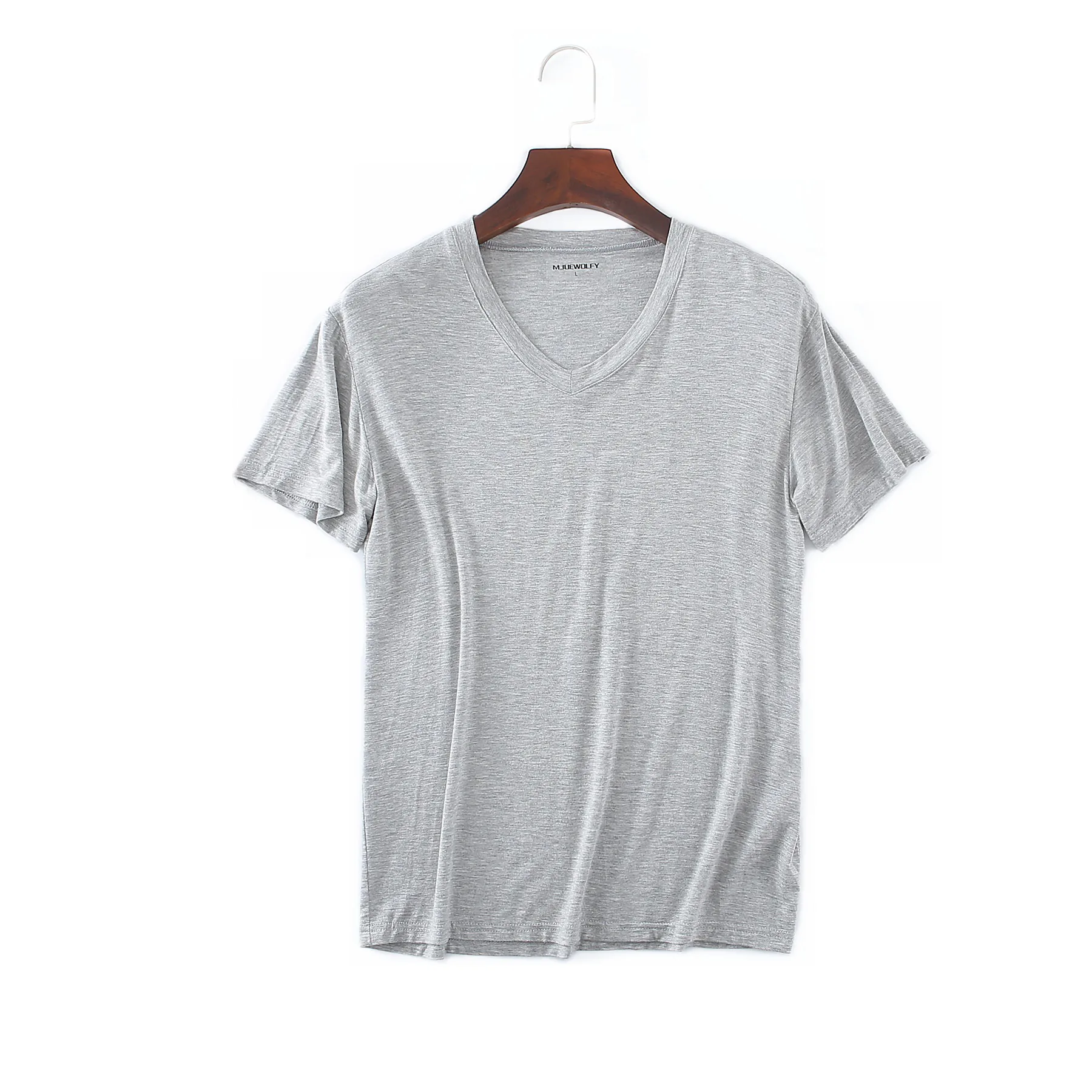 2026 Brandneues Herren Modal T-Shirt V-Ausschnitt Große Größen Herren T-Shirt Kurzarm Locker Sitzendes Herren-T-Shirt Einfarbig für Männer Oberteile Tees – Detail 11