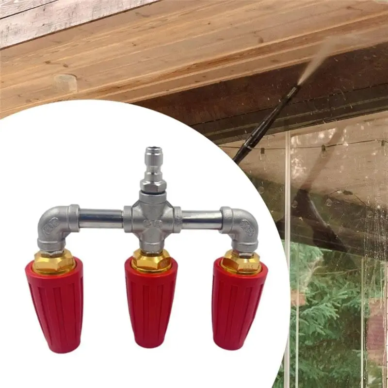 ABJI-Rotating Nozzle Triple Nozzle Pressure Washer Spare Tip For Deck Floor Window Cleaning Car Wash
